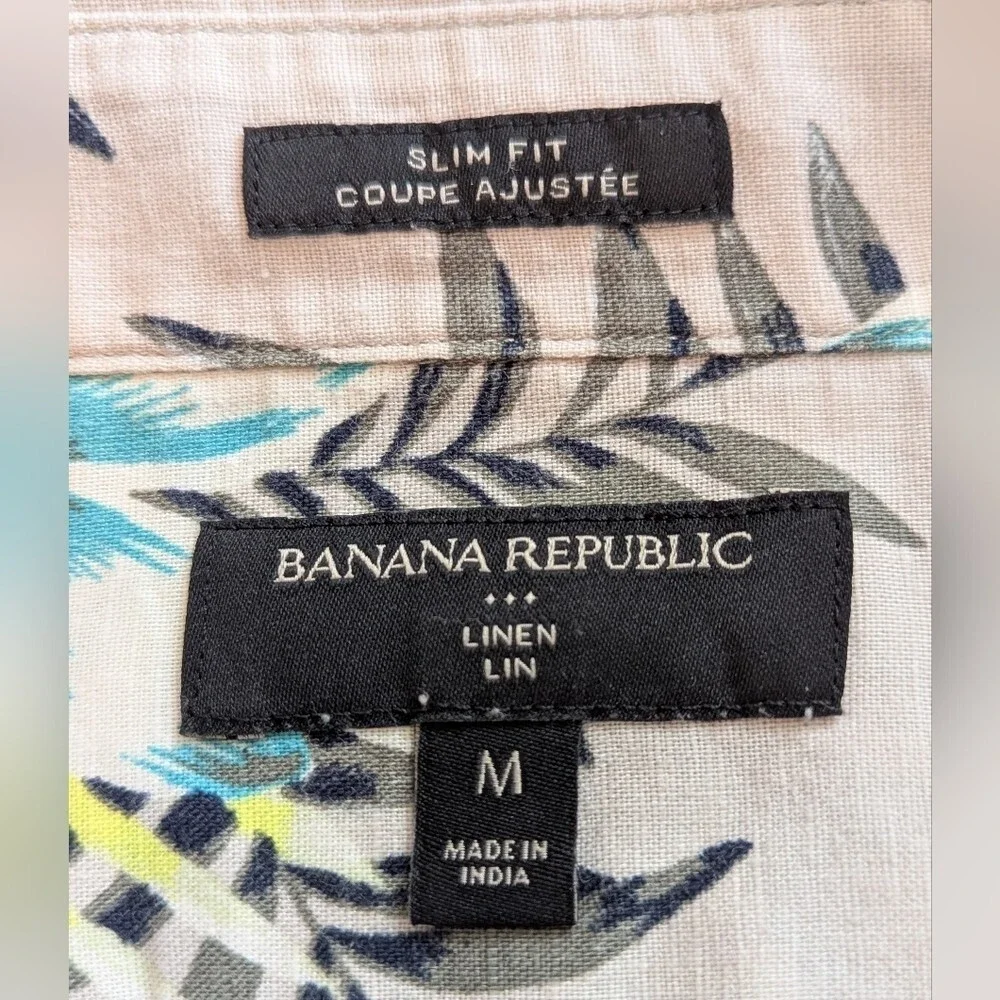 Banana Republic Adult (Medium) Linen Hawaiian/Tropical/Beach Button-Down Shirt